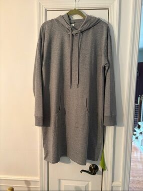 Garnet Hill Gray Long-Sleeve Hooded Dress